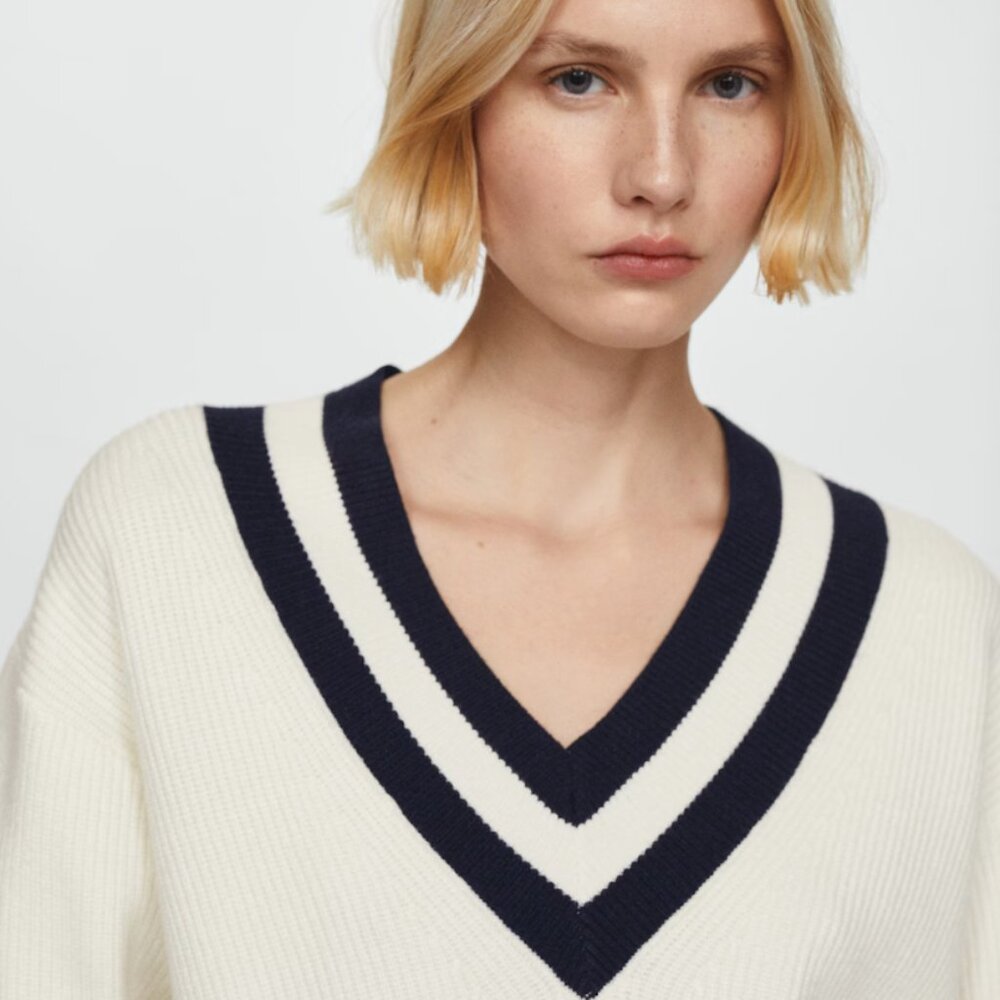Mango Contrasting Stripe Knit Sweater - Size S - Picture 3 of 6